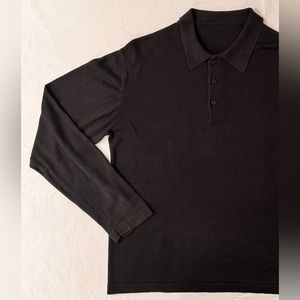 Men’s LS Polo est Sz L 42-in Chest 27-in Length Silk Wool Blend Medium Weight